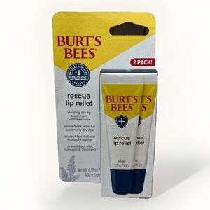 Burts Bees Rescue Lip Relief 2-Pack Tube Shea Echinacea Immediate Relief READ DE